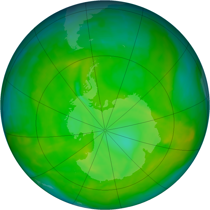 Antarctic ozone map for 01 December 2012